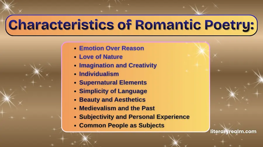 Characteristics of Romantic Poetry